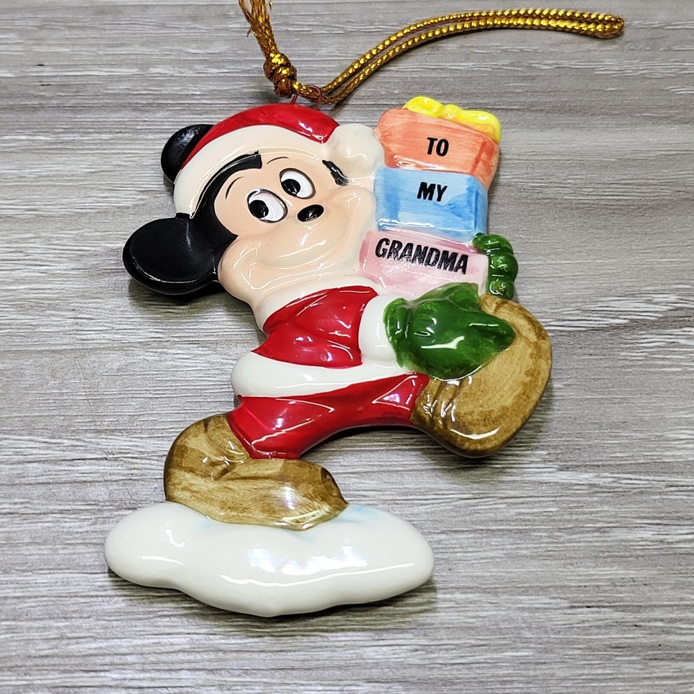 Vintage‎ Disney Mickey Minnie Grandma Grandpa Christmas Ornaments Ceramic 1980